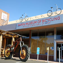 mountain bike in front of the Marin Museum of Bicycling in Fairfax